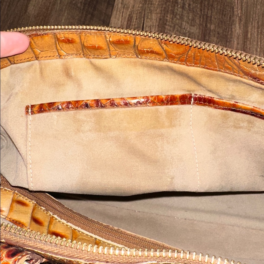 Brahmin Croc-Embossed Satchel Pecan - Picture 14 of 16